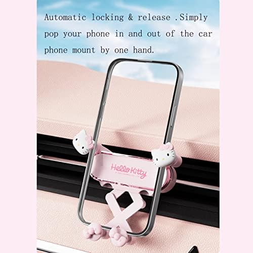 Enaiwn Cute Anime Phone Mount pentru Mașină, Pink Cat Air Vent Clip car Phone Holder Mount potrivit pentru toate telefoanele