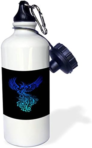 3Drose Rising din cenușă Artistic Phoenix Aqua Blue Ombre pe Black - Sticle de apă