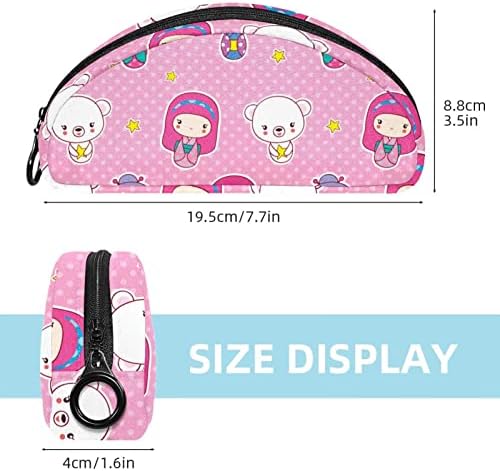 Creion Box Pink Girls Bears Stars Machiaj Organizator de călătorii Cosmetic Bag pentru accesorii