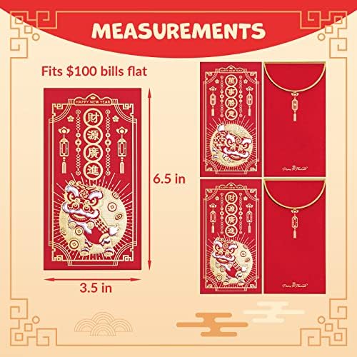 Plicuri roșii de Anul Nou Chinezesc, pachete roșii chinezești cu 36 de numere, Hong Bao cu 2 modele de folie de aur, Plicuri