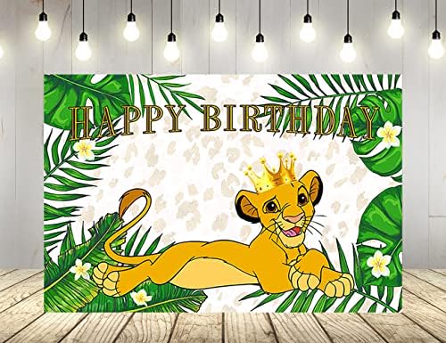 Fundalul Regelui Leu pentru petrecerea de ziua de naștere furnizează banner de duș pentru copii din jungla sălbatică verde pentru decorarea petrecerii de ziua de naștere 5x3ft