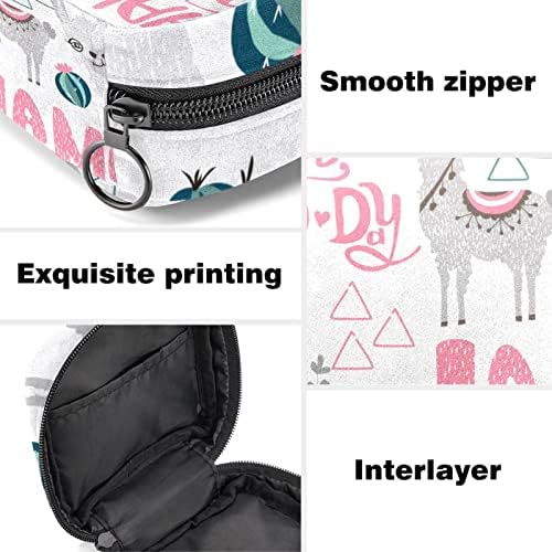 Geanta de epocă, geanta de depozitare a șervețelului sanitar, suportul pentru pad pentru perioadă, pungă de machiaj, model de animale alpaca