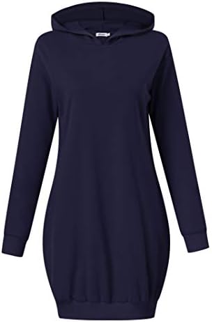 Buzunare casual pentru femei Missky rochie cu tunică cu glugă pulovere, Navy8 2xl