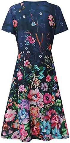 NOKMOPO rochii pentru femei toamna 2023 vara moda Casual Imprimeu Floral Rochie Swing Cu mânecă scurtă cu gât în V