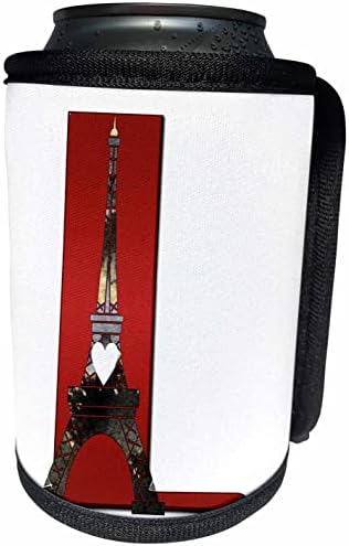 3Drose Red Monogram inițial L cu un turn Eiffel - Can mai rece înveliș de sticlă