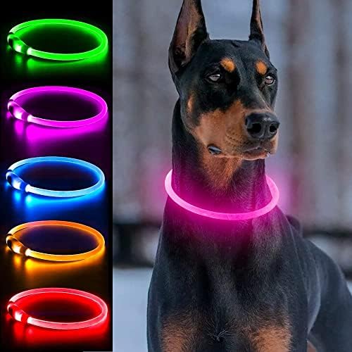 Gulere de câini Jingrong luminează, guler de câini impermeabili reîncărcabil USB, 3 moduri ușoare, guler de câini cu led tăiat,