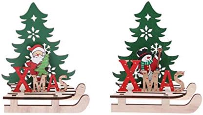Nuobesty 3pcs de Crăciun decorațiuni de sanie din lemn asamblați poapa de Crăciun ornamente de Crăciun Craft din lemn pentru