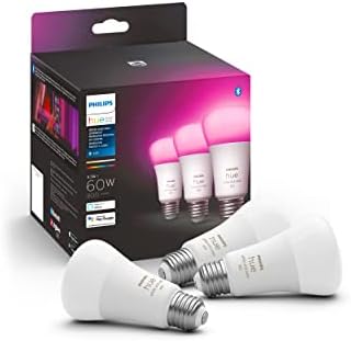 Philips Hue White și Color Ambiance A19 E26 LED bec inteligent, 3 Pack & amp; Smart Hub, White Ambiance, Hue Hub