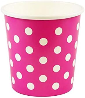 Lumi 16 OZ Polka Dot hârtie roz înghețată containere cu capac de hârtie 10 Set