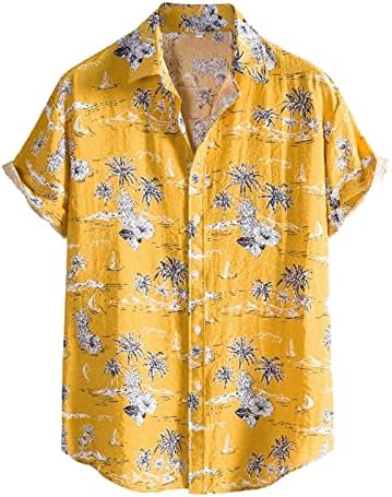 Mens florale Hawaiian tricouri maneca scurta butonul Jos vara plaja Tricouri Vrac se potrivesc comfy vacanță imprimare tricouri