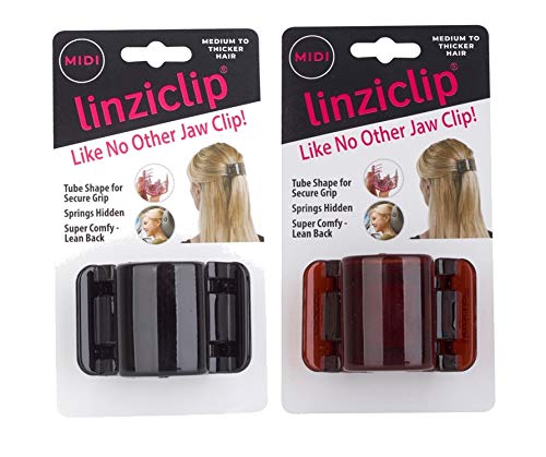 Linziclip Midi Hair Clip, negru și țestoasă, 2 pachete