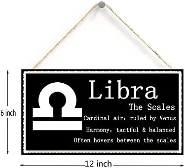 Balanță The Scales - Frumos cadou spiritual de astrologie Semn al placii zodiacale de 6 inci cu 12 inch Sign atârnat, semn