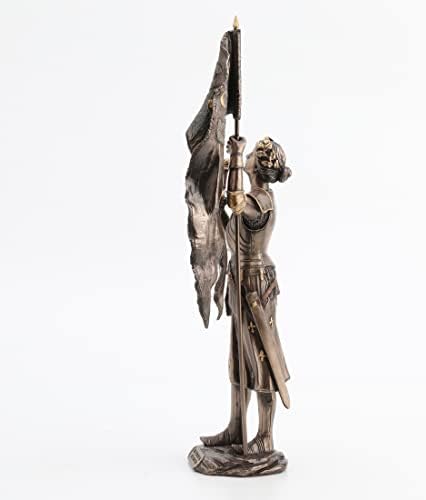 15 inch Joan of Arc în picioare cu sabie și figurină de culoare din bronz de bronz