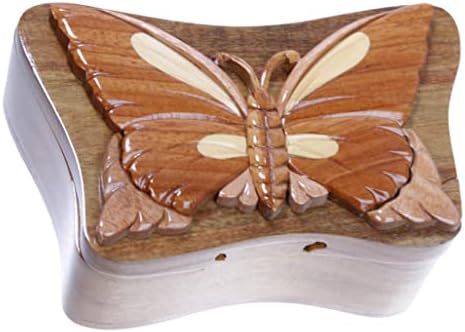 Forma fluturelor, fabricat manual din lemn, cutia de puzzle - fluture - fluture