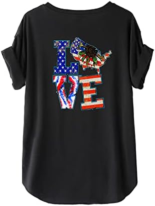 Ziua Independenței Mâneci scurte Topuri femei American Flag Print Crewneck patriotice Tricouri 4 iulie Tees Pulover