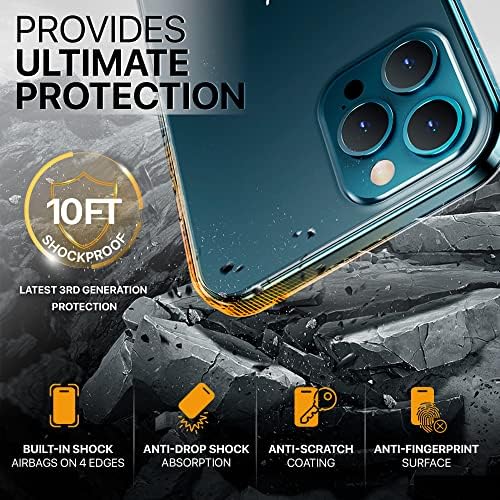 Carcasă telefonică iPhone 12 Pro Max - Carcasă Crystal Clear Anti -Yellowing - Protecție de 10ft Sockproof - Protecție Slim,