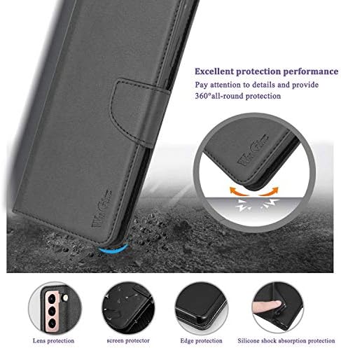 Husă Wuglrz pentru Samsung Galaxy S21 5G 6.3, husă de portofel din piele PU de lux cu suport pentru Card șnur Magnetic Flip