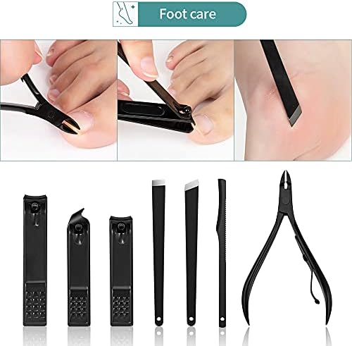 Ilazi 18 în 1 set de manichiuri din oțel inoxidabil Clippers de unghii de pedichiură set portabil pentru gospodărie set de