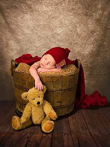 Allenjoy 5x7ft Tesatura moale maro perete cu podea din lemn fotografie fundal nou-născut Baby Photoshoot portrete abstracte