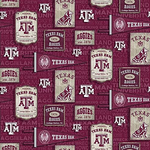 Țesătură de bumbac Texas A&M Aggies cu design de fanion Vintage-vândută de Curtea completă