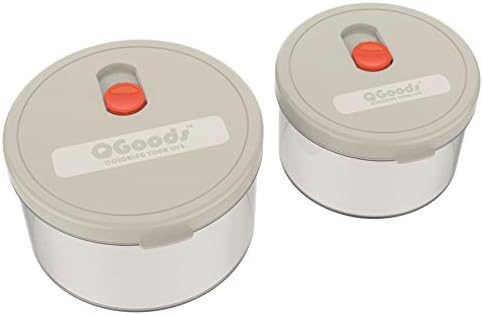QG 40 & amp; 24oz recipiente rotunde din plastic pentru depozitarea alimentelor cu capace fără BPA-2 bucăți Gri
