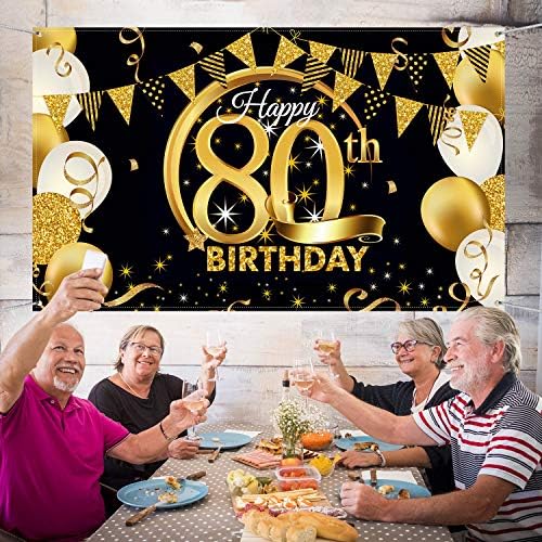 Decorare petrecere de ziua de naștere Poster cu semn de Aur Negru din țesătură foarte mare pentru Aniversare Photo Booth Background