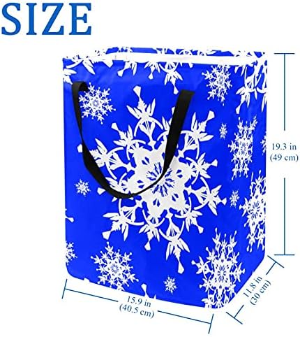 Alb Ornate fulgi de zăpadă spălătorie coș mare pânză Organizator sac Coș pliabil rufe împiedică cu mânere