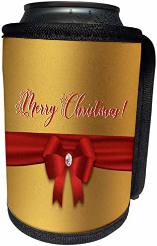 Imagine 3Drose de Crăciun fericit, arc roșu cu bijuterie pe aur - Can mai rece înveliș de sticlă