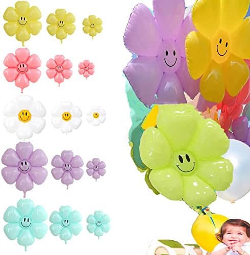 Daisy Balloon Garland, Daisy Flower Balloon, Daisy Party Decorations, Smiley Face Balloon, Giant White Flower Foil Balloon