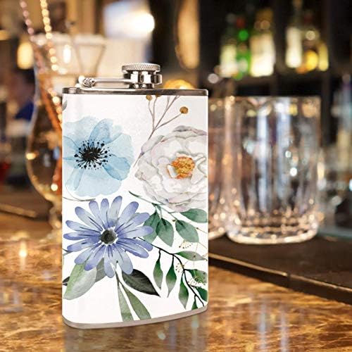 Hip Flask pentru lichior din oțel inoxidabil Leakproof cu pâlnie 7.7 oz capac din piele mare cadou idee Flask-buchet Floral