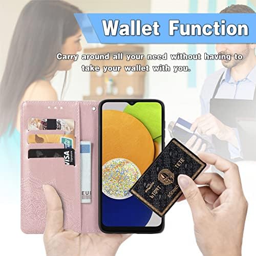 OOPKINS pentru Samsung Galaxy A03 caz, durabil Manadala relief PU piele Flip portofel caz cu Card sloturi titularul cataramă
