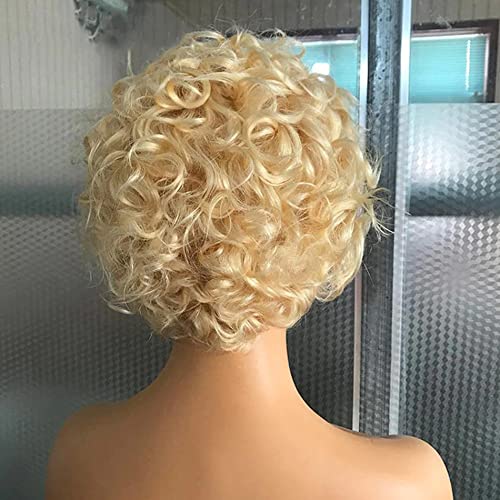 afsisterwig scurt Pixie tăiat de unică folosință cret stil bob peruca 613 păr Blond Glueless Brazilian Virgin Păr Uman dantelă