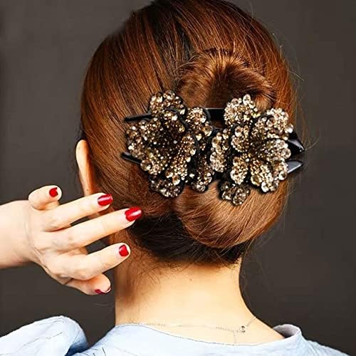 Clamă de păr fără alunecare simplă doamnă dublă floare din spate a capului femei colorate accesorii pentru păr pentru păr coreean