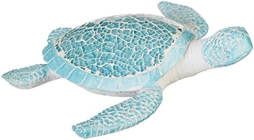Coastal Home Restin Sea Turtle Mosaic Figurine Blue