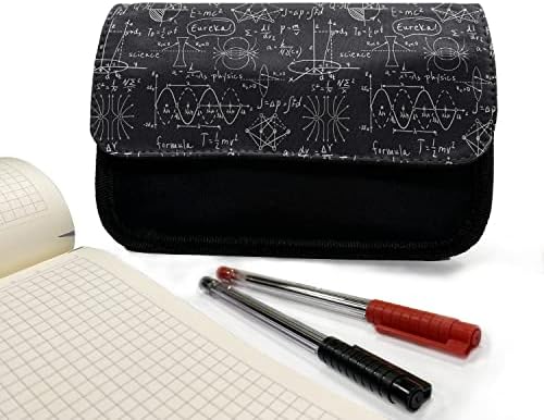 Caz de creion științific lunarabil, semn de calcul științific, pungă de creion cu stilou din țesături cu fermoar dublu, 8,5