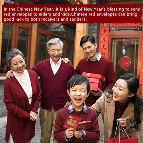 36 buc plicuri roșii chinezești 2023 Anul iepurelui plicuri roșii Emboss folie pachet roșu dimensiuni mari pentru Anul Nou Chinezesc, Festivalul de primăvară, Anul Nou Lunar