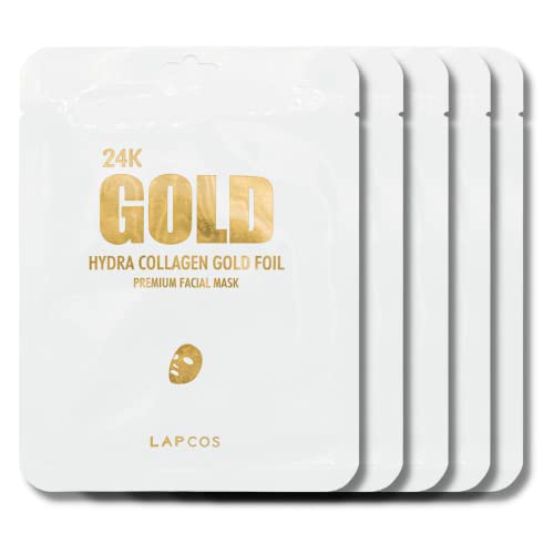 LAPCOS 24k Gold Hydra Collagen Premium Face Mask tratament antirid pentru linii Fine și umflături-îngrijirea pielii coreene