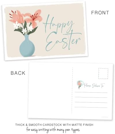 M&H invită 50 de cărți poștale fericite de Paște - design floral de primăvară - cărți poștale pentru clienți, membri ai bisericii,