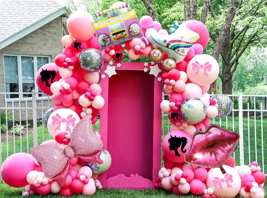 Roz Printesa balon Garland Arch Kit roz Fata Printesa tema petrecere decorare balon Garland Set pentru nunta fata ziua de Nastere