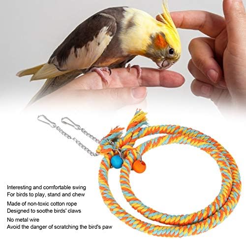 Kuidamos Pet Bird Swinging, papagal non -toxic cu frânghie de bumbac țesută strâns cu un cârlig atârnat, suport pentru cușcă