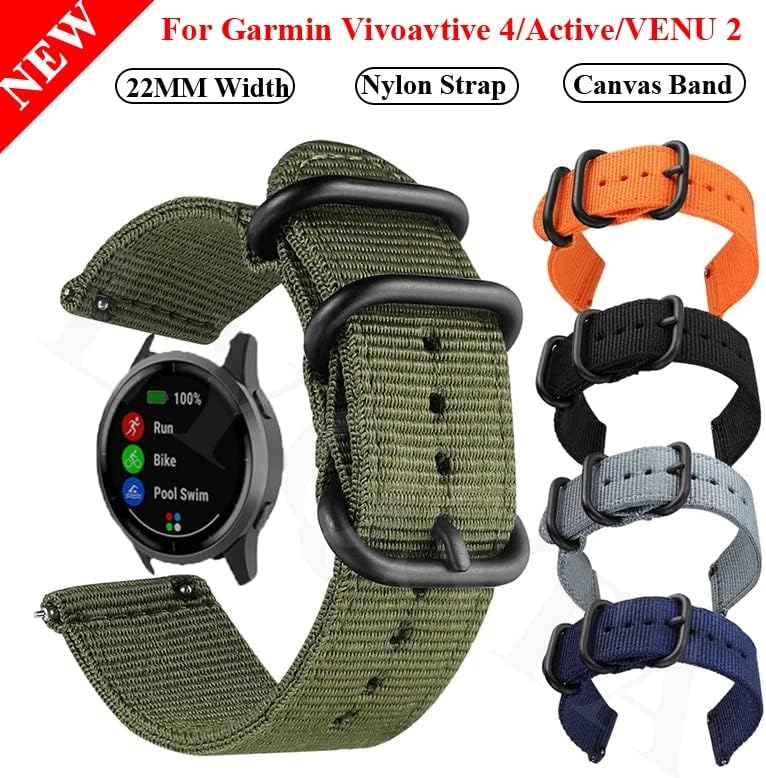 Serdas 22mm curea de pânză din nylon pentru Garmin Venu 2/Active/Vivoactive 4 Brățară Smart Watch Band Înlocuire Correa Watchband