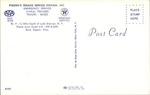 Porumbelul Texaco Service Station Lake George, New York NY carte poștală originală de epocă