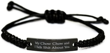 Chow chow și cu mine vorbim despre tine. Brățară cu frânghie neagră, brățară gravată pentru câini Chow Chow, inspiră cadouri pentru câinele Chow Chow, jucării pentru animale de companie, delicioase pentru animale de companie, mâncare pentru animale de companie, livrări pentru animale