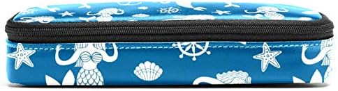 Sirenă și cochilii pentru roți Ancoră pește din piele creion Bag cu stilou cu dublu fermoar geantă de depozitare a papetăriei