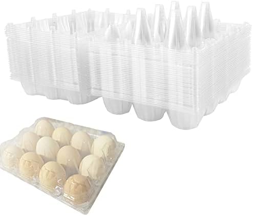 Cutii de ouă 50 de pachete, cutii de ouă goale din plastic transparent, ecologice, conțin până la 12 ouă în siguranță, perfecte