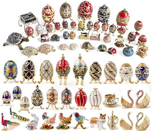 Egg Faberge Faberge pictat manual, cu smalț bogat și rinocuri spumante, bijuterii cu bijuterii