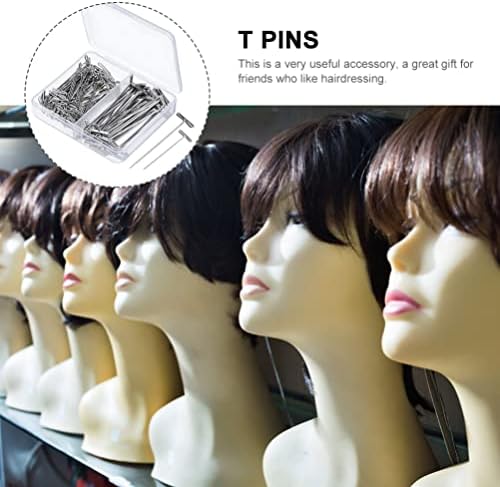 Angoily Accesorii de tricotat 150pcs peruca T-Pins ace de oțel pentru peruca cap peruca Pins pentru manechin cap peruca titularul