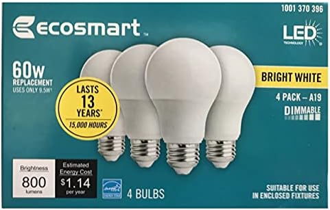 Tehnologie LED EcoSmart 60-Watt echivalent A19 Dimmable Energy Star LED bec alb strălucitor