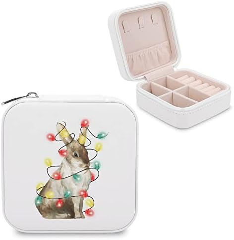 Lumini de Crăciun iepure cutie de bijuterii Fun Animal PU mic caz portabil de Călătorie Organizator de vacanță afișare cutie