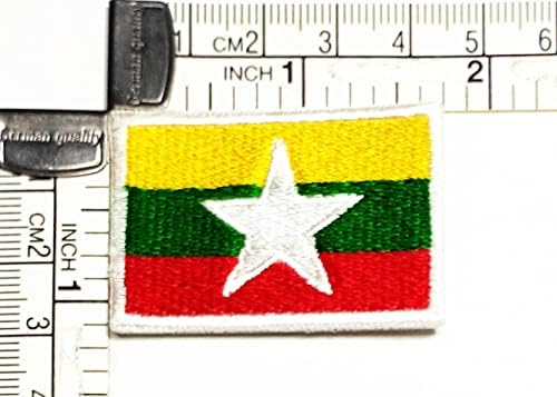 Kleenplus 3 buc. 1.2X1.7 INCH. Myanmar Flag Flag brodate Applique fier pe coase pe Patch-uri pătrat forma pavilion țară patch-uri